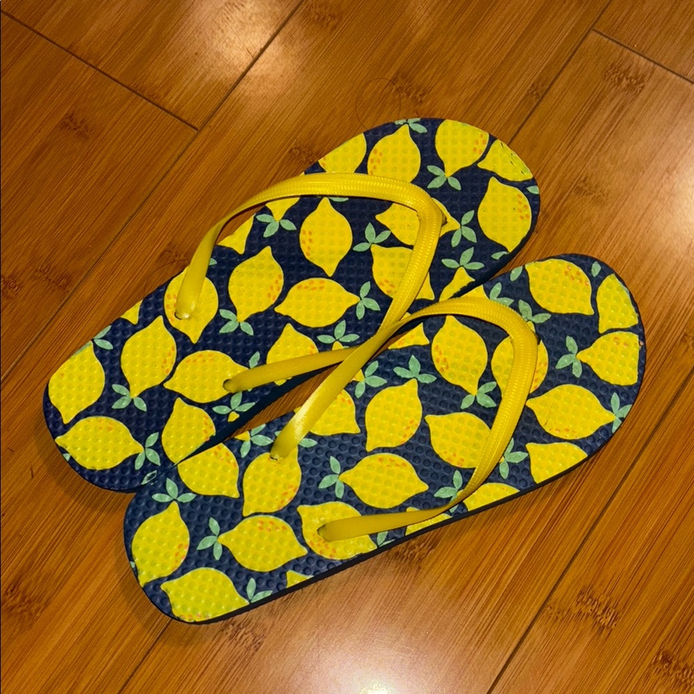 Lemon Print Flip Flops